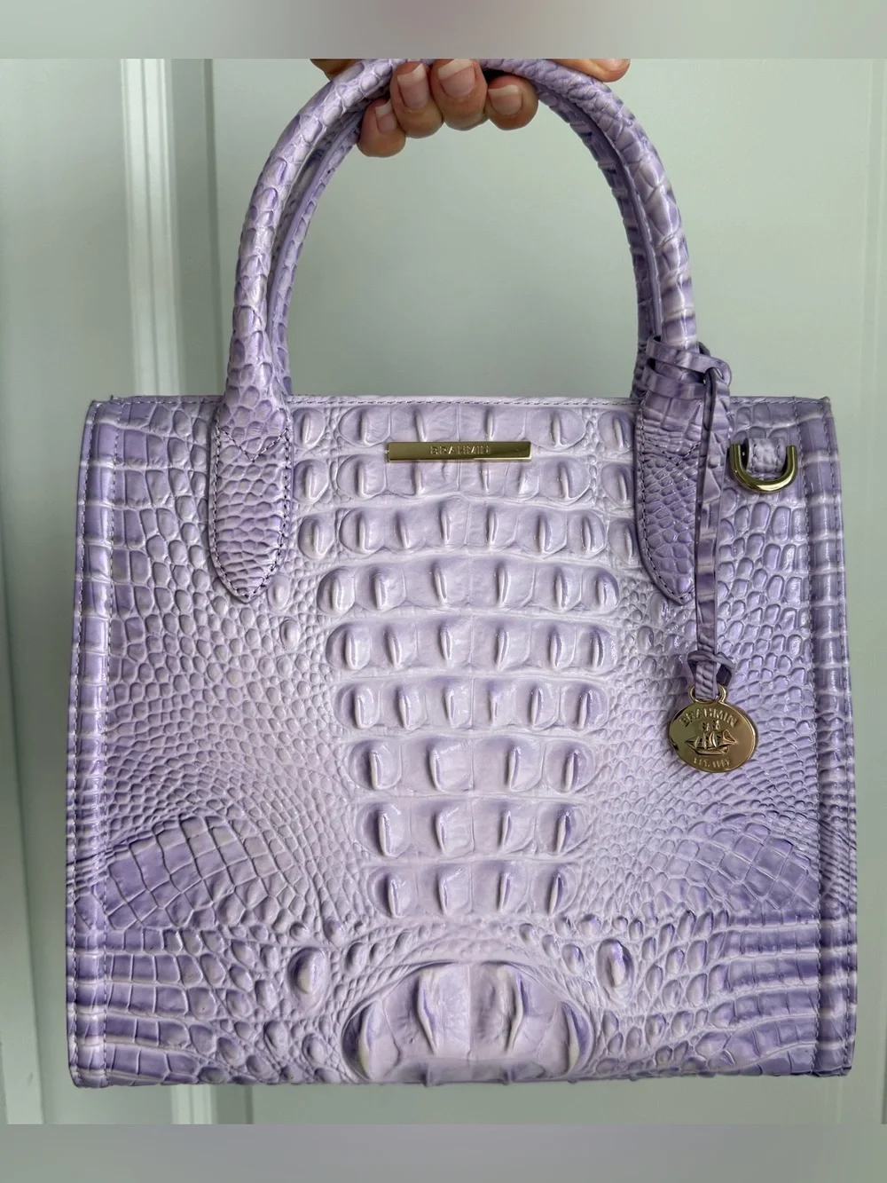 Brahmin Small Caroline Satchel Gentle Lavender Melbourne Leather